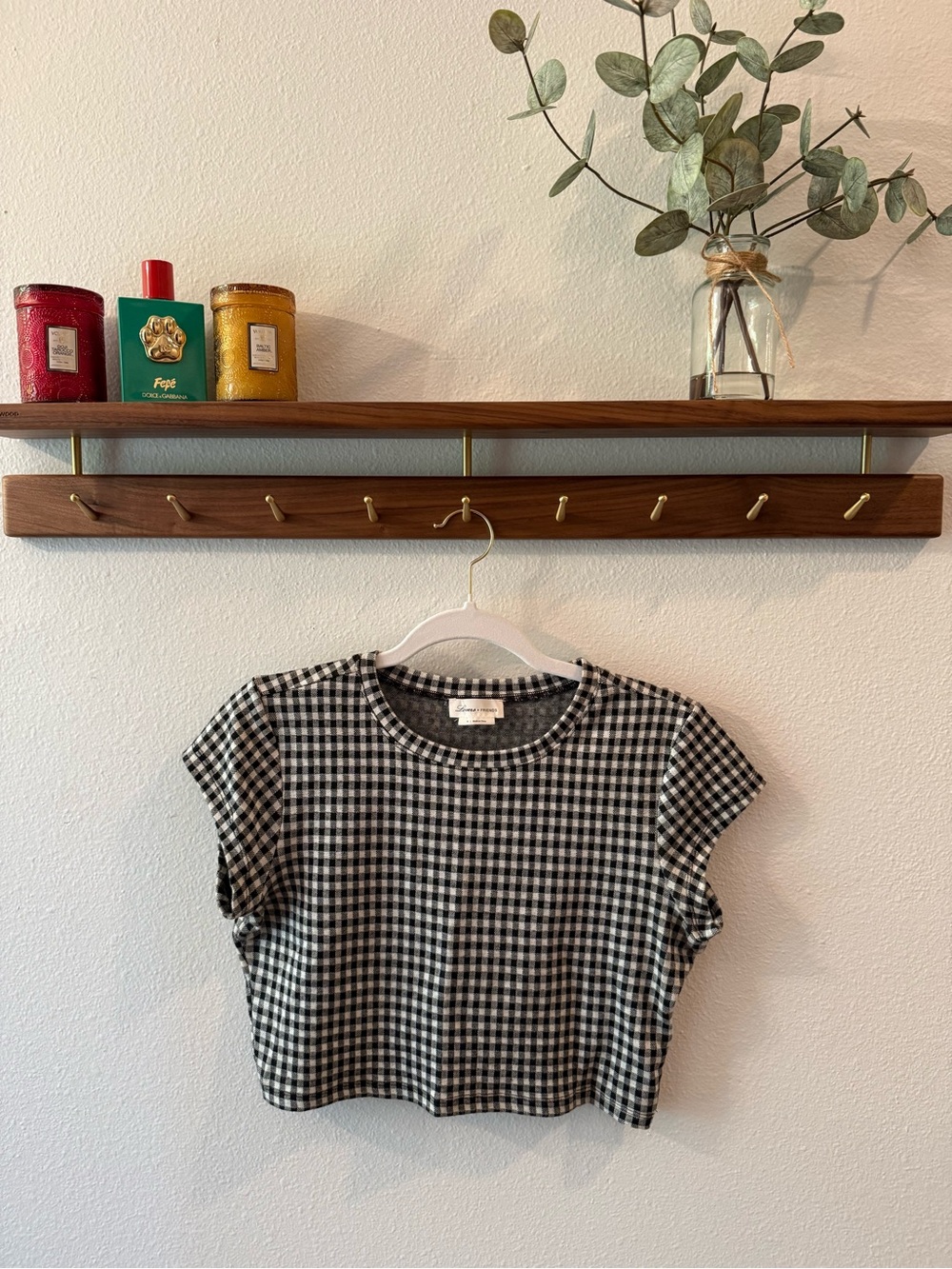 Lovers + Friends Black & White Gingham Crop Top
